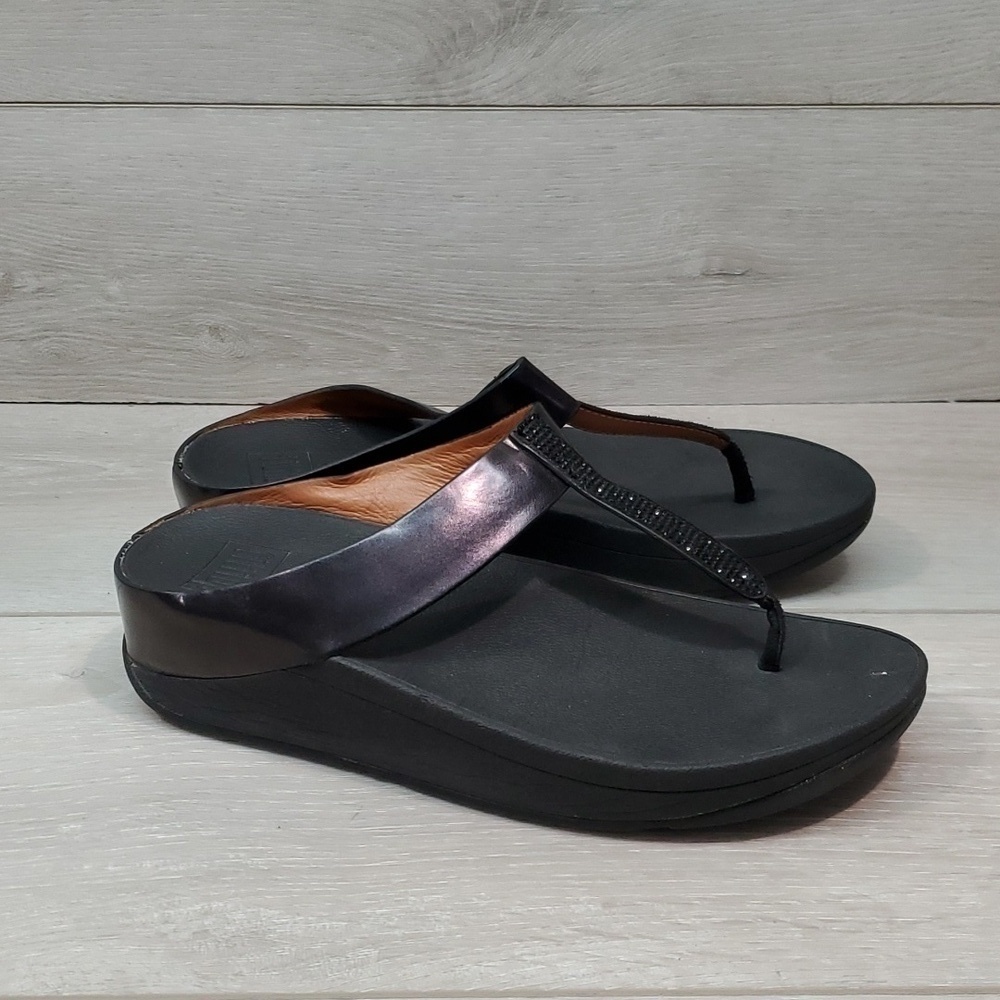 Fitflop Womens Comfort T strap Thong Wedge Sandals shoes sz 6